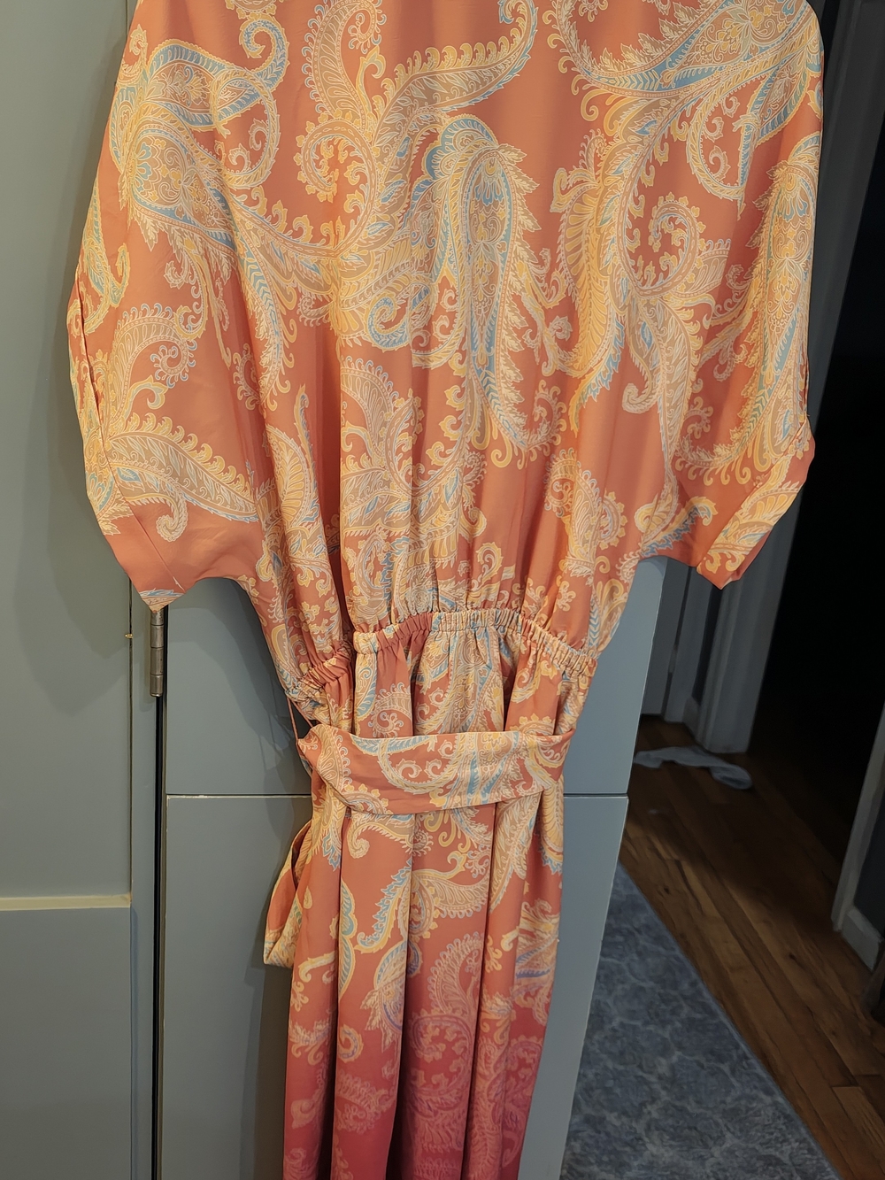 Ashley Stewart Coral and Turquoise Paisley Button Shirt - Picture 4 of 9